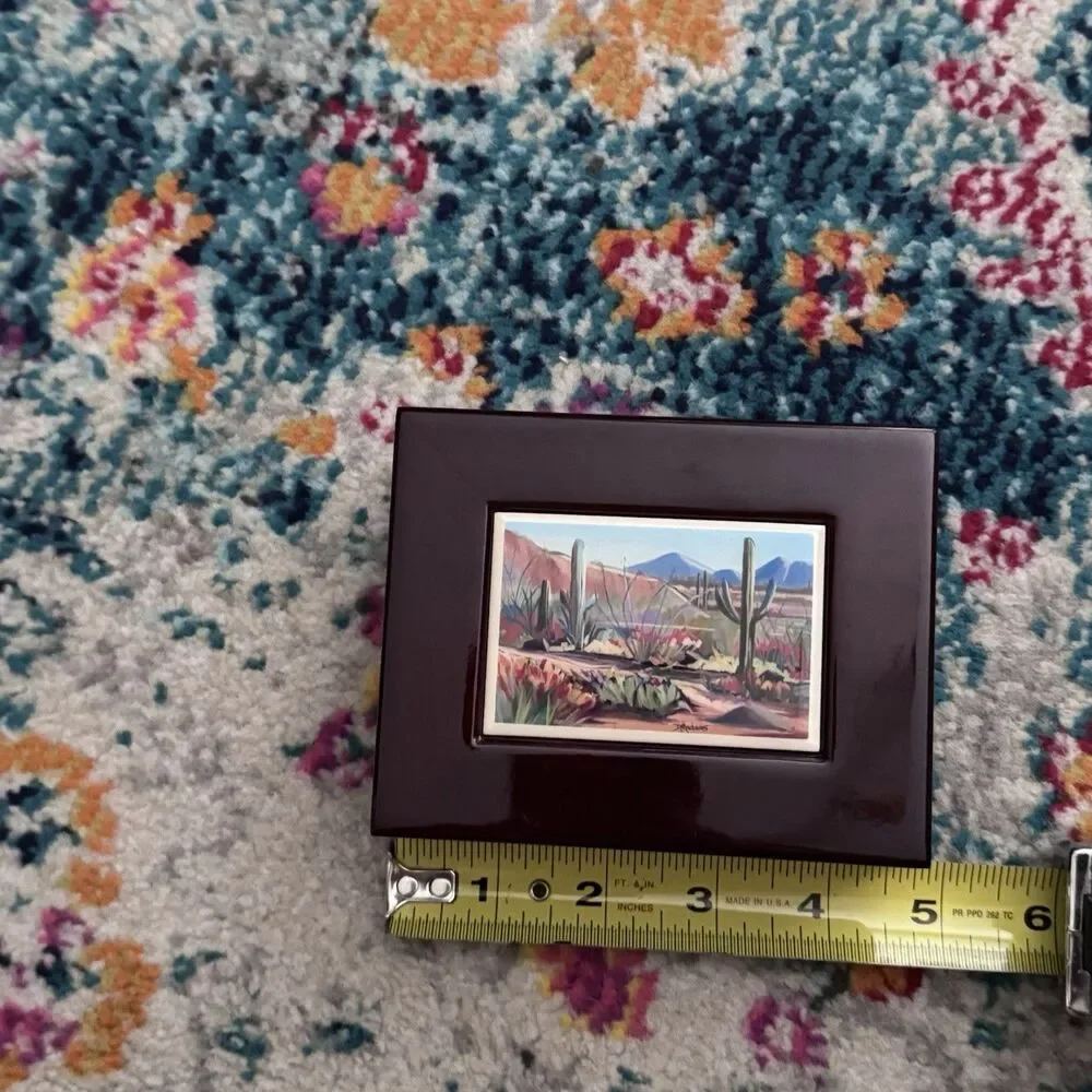 D.Maderas Wooden Trinket Jewelry Box Southwest Landscape‎ Cactus
